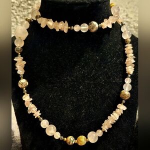 Vintage Suzette Rose Quartz & Beaded Necklace
